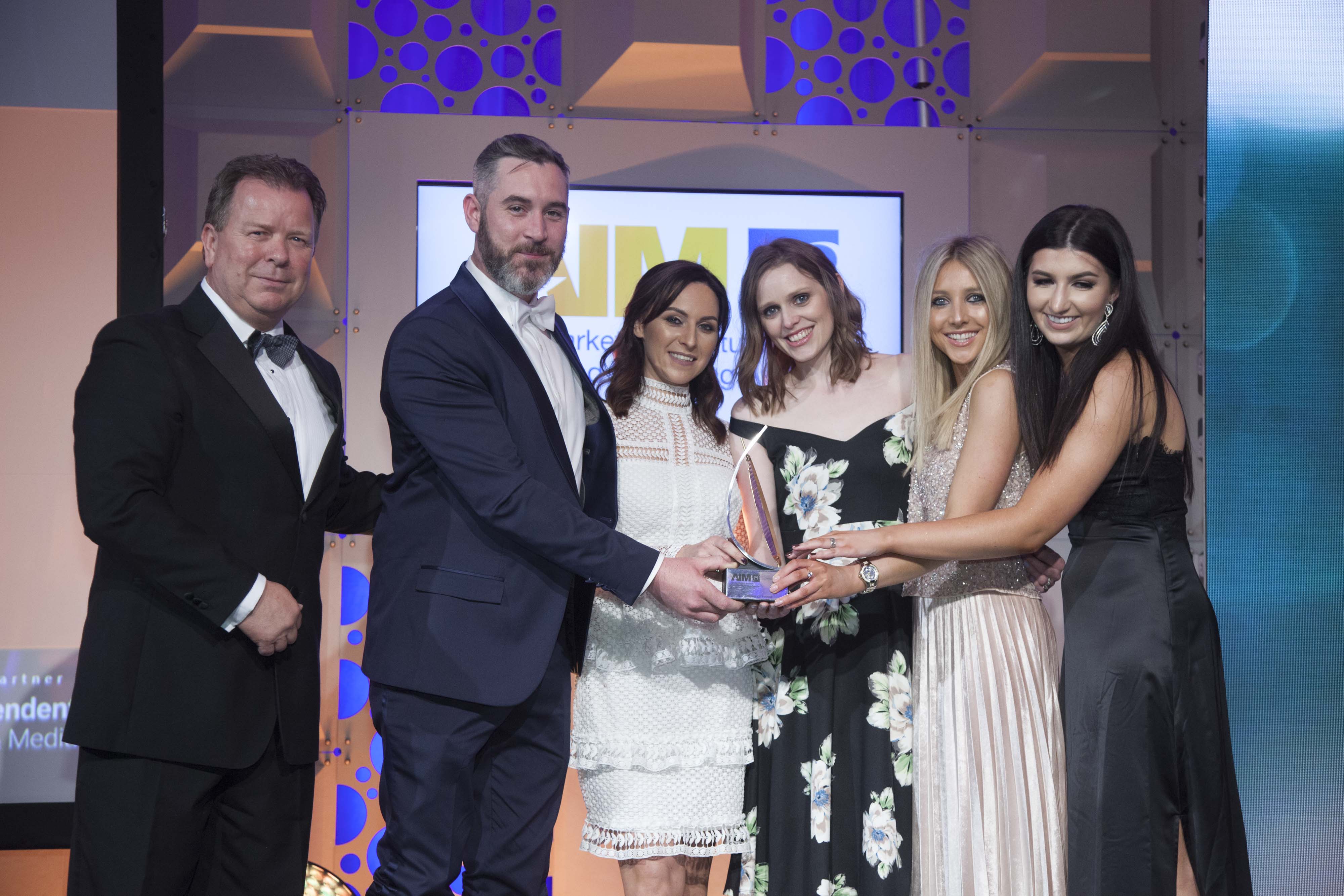 Niall Dineen, Electric Ireland   (sponsor of the eCommerce Award), with award winners, Littlewoods Ireland