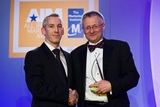 Dermot Mulligan, Bord Gáis Energy (sponsor of the CRM  Customer Care Award) with award winner William Sparkes, AXA Insurance