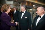 President Mary McAleese greeted by John Conmee and John Clifton, Burlington Hotel