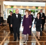President Mary McAleese greeted by Tom Trainor on arrival