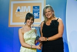 Cera Ward, Newstalk (sponsor of the Advertising Campaign Award), with award winner Bronagh Twomey, No Nonsense Insurance