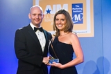 Russell Keating, Sony Ericsson (sponsor of the PR Campaign Award), with award winner Sarah Williams, Arnotts